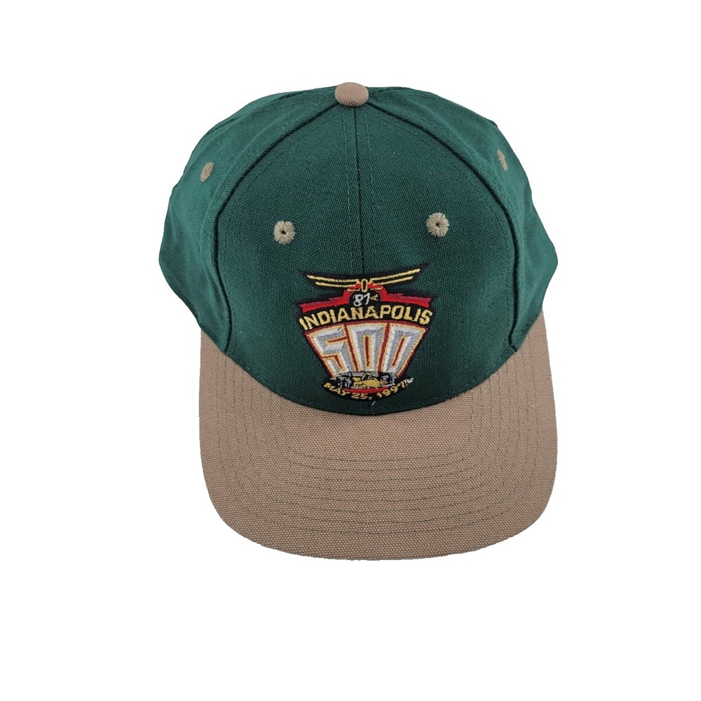 Logo Athletic Vintage Indy 500 Racing Snapback Hat 81st Indianapolis 1997 Green